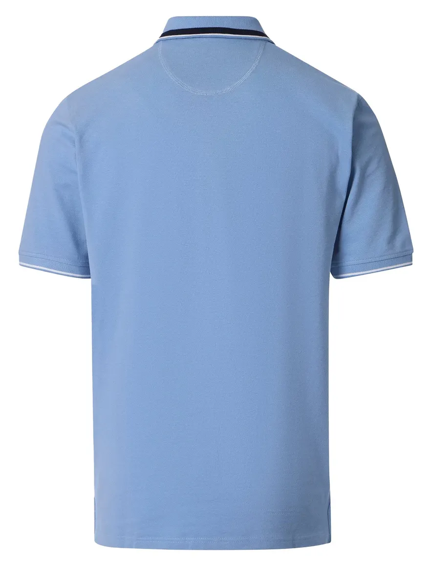 polo blauw Casa Moda korte mouw 3-knoops met borstzak