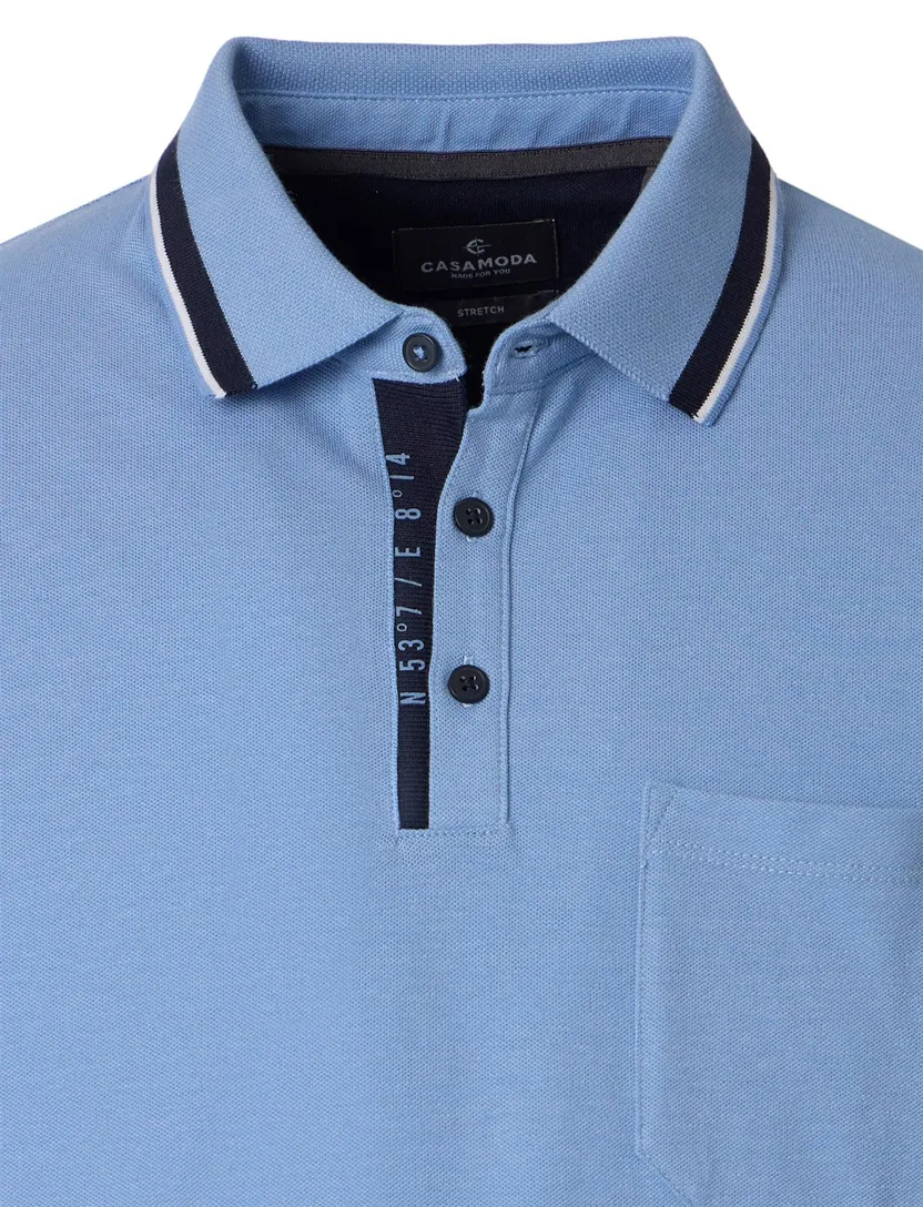 blauwe polo met zwarte omlijning Casa Moda korte mouw