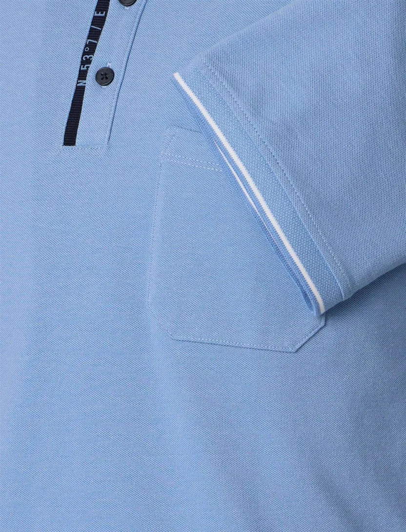 blauwe polo met zwarte omlijning Casa Moda korte mouw