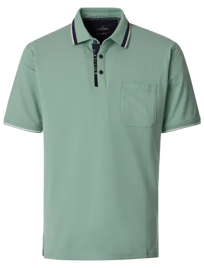 Casa Moda groene polo met zwarte omlijning Casa Moda korte mouw