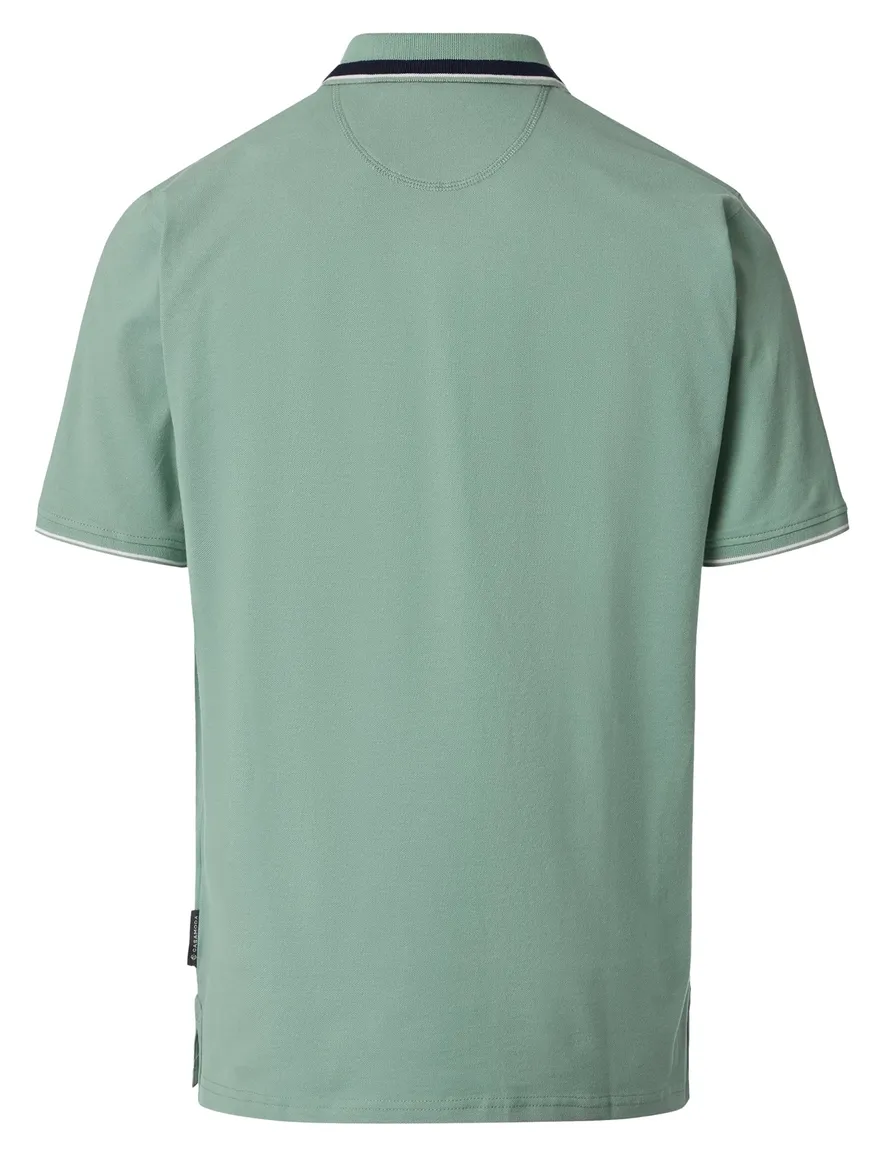 polo groen Casa Moda korte mouw 3-knoops met borstzak