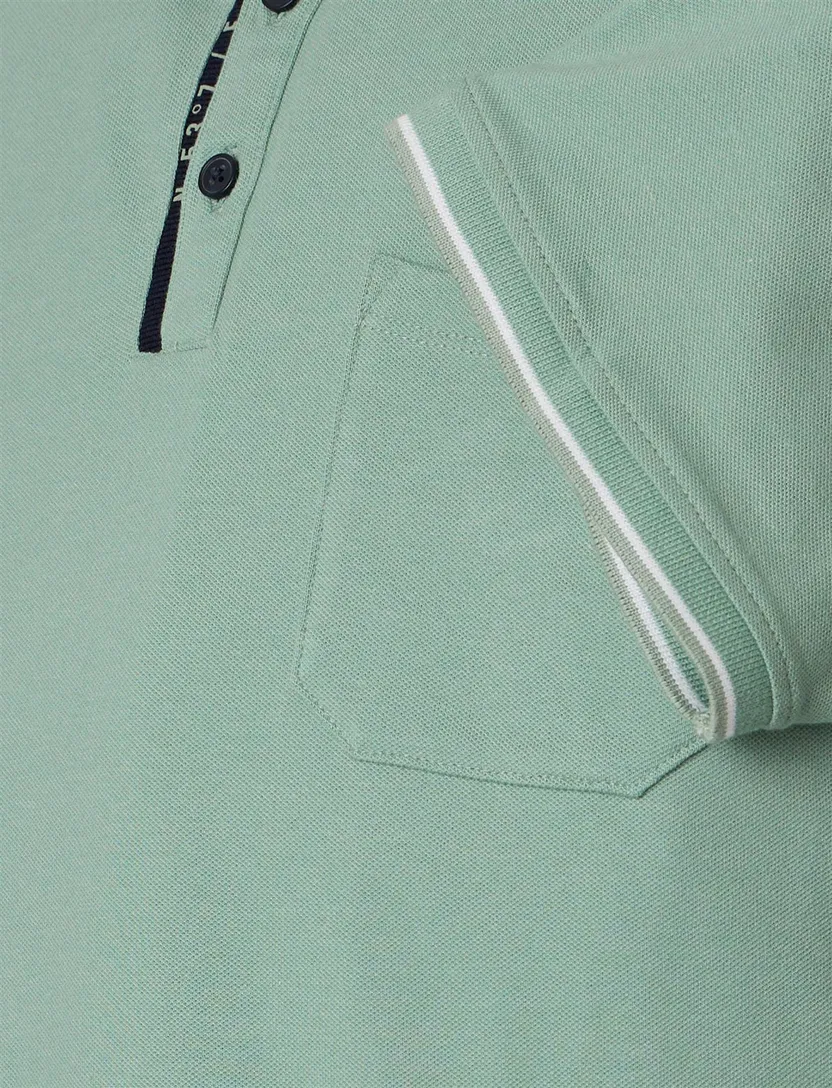 groene polo met zwarte omlijning Casa Moda korte mouw