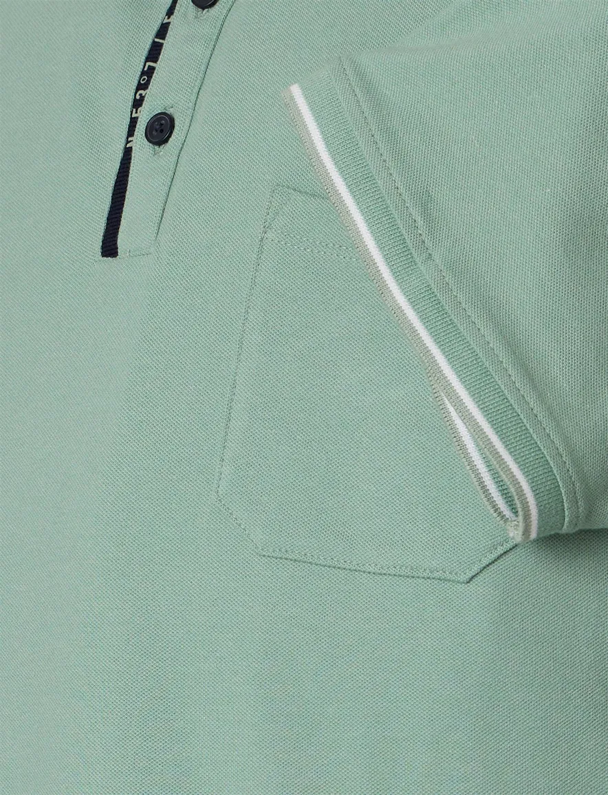 polo groen Casa Moda korte mouw 3-knoops met borstzak