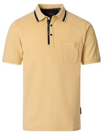 Casa Moda polo geel Casa Moda korte mouw 3-knoops met borstzak