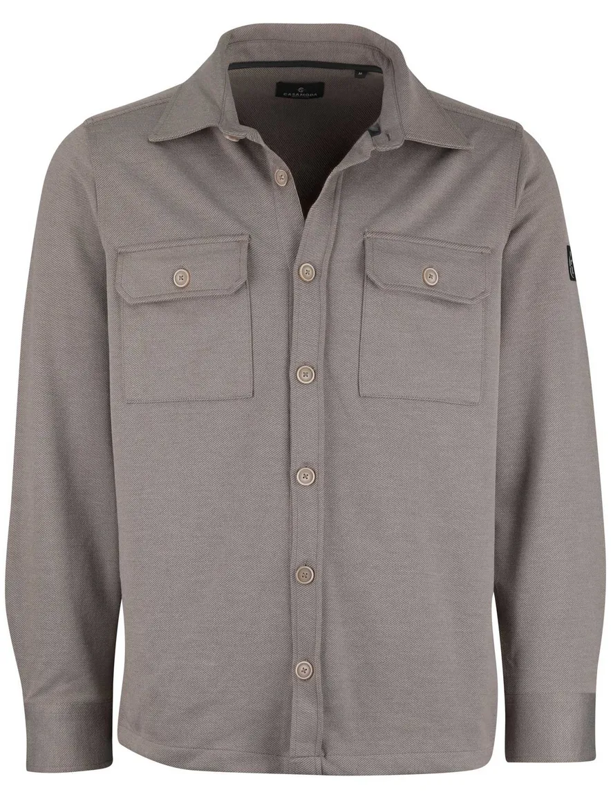 Overshirt taupe Casa Moda met knoopsluiting twill