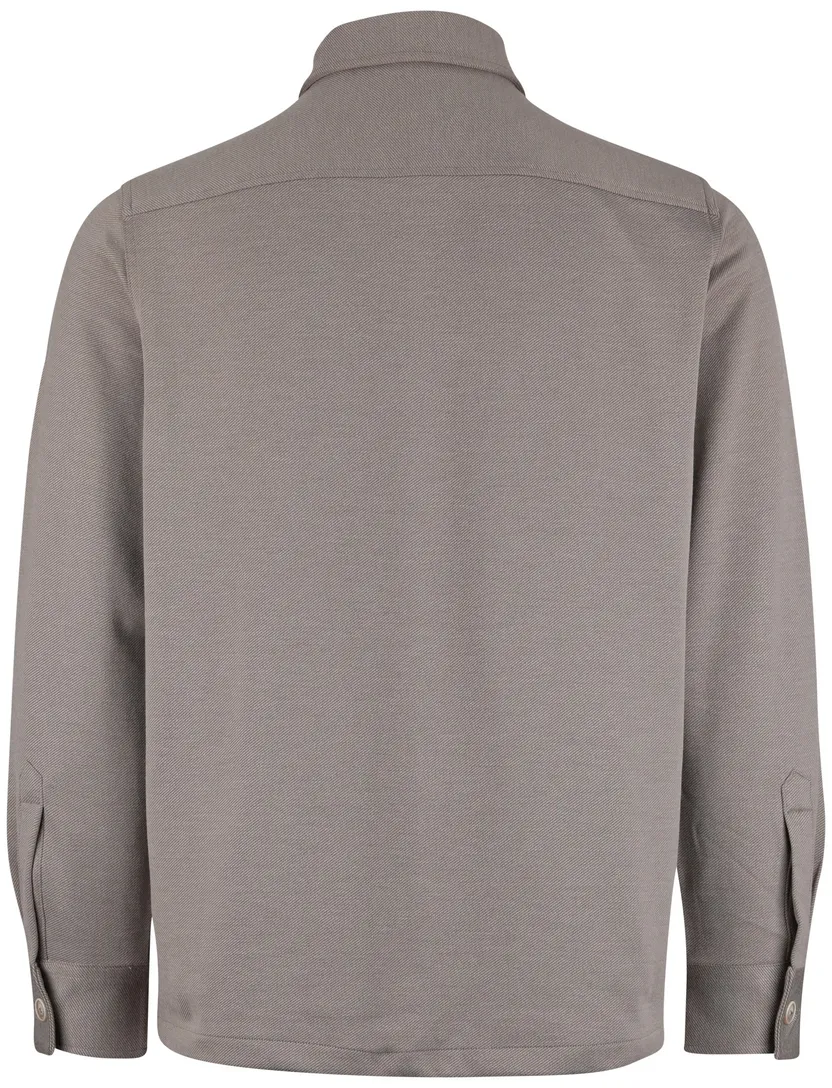 Taupe Overshirt Casa Moda twill structuur en knoopsluiting