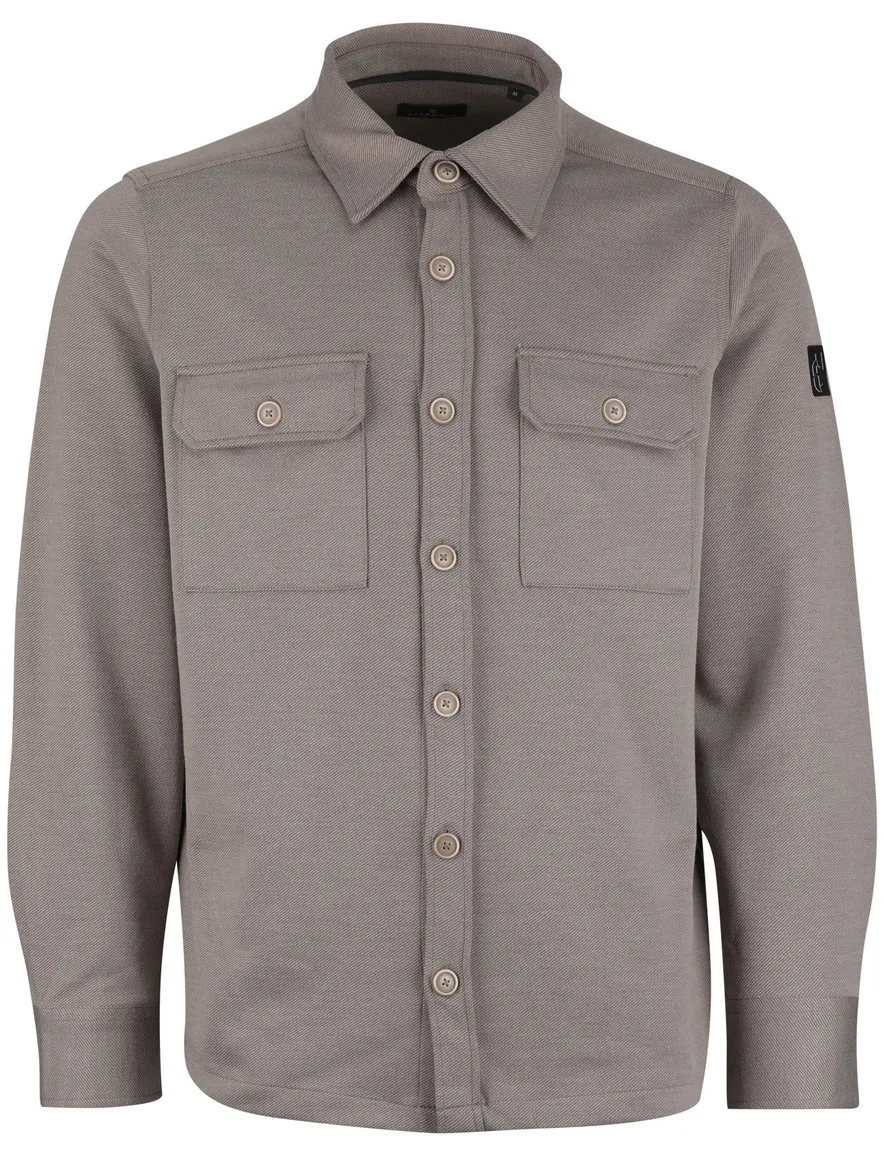 Overshirt taupe Casa Moda met knoopsluiting twill