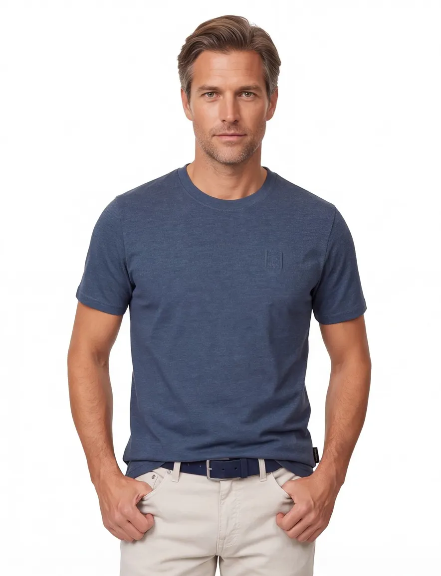 t-shirt blauw korte mouw Casa Moda ronde hals