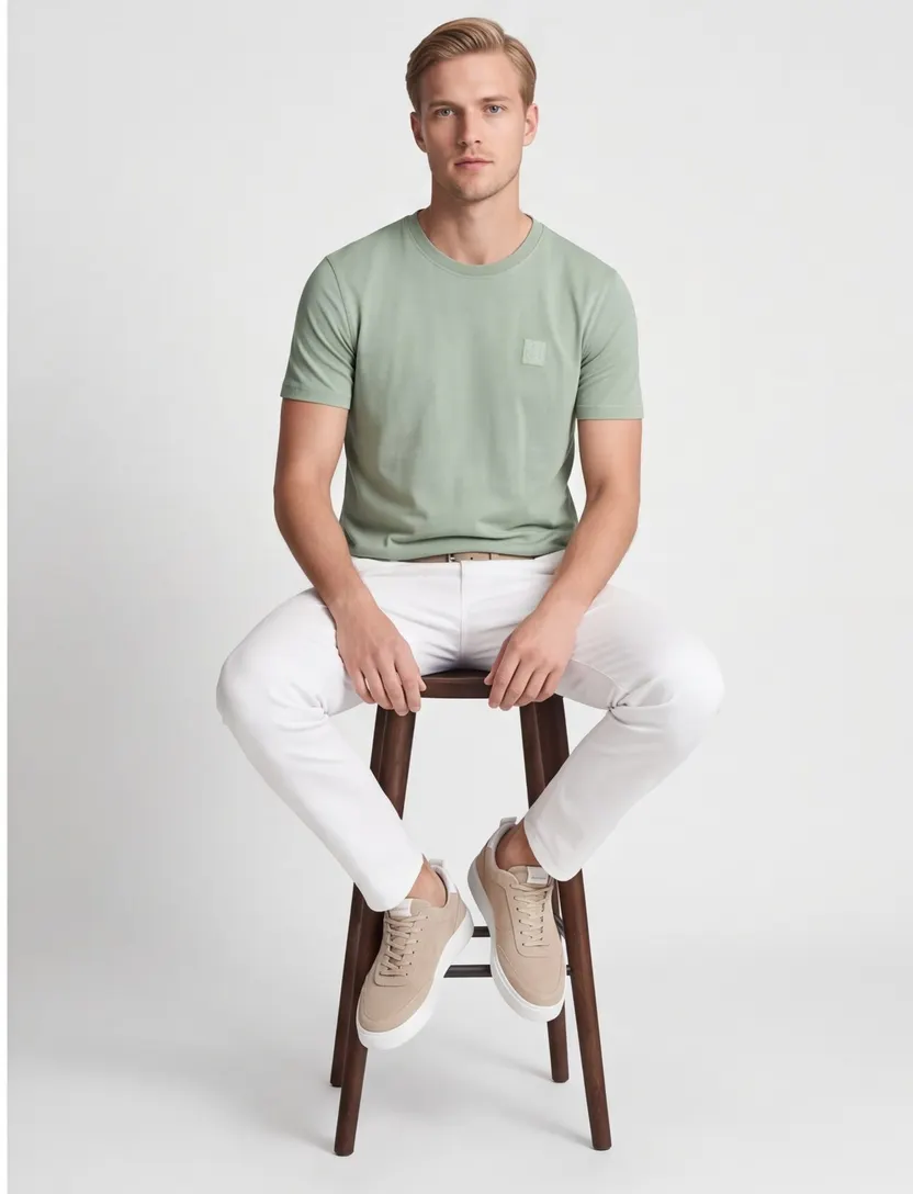 Groen t-shirt Casa Moda stretch ronde hals