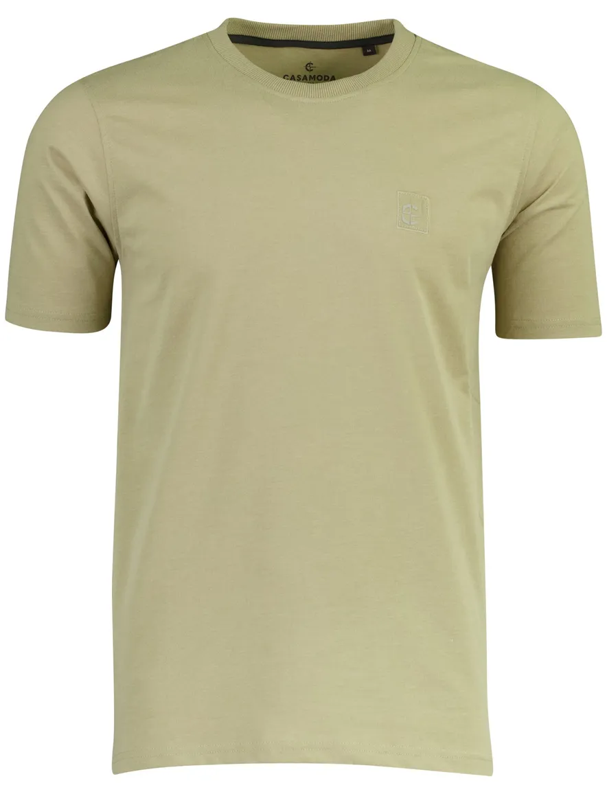 T-shirt Casa Moda beige katoen normale fit