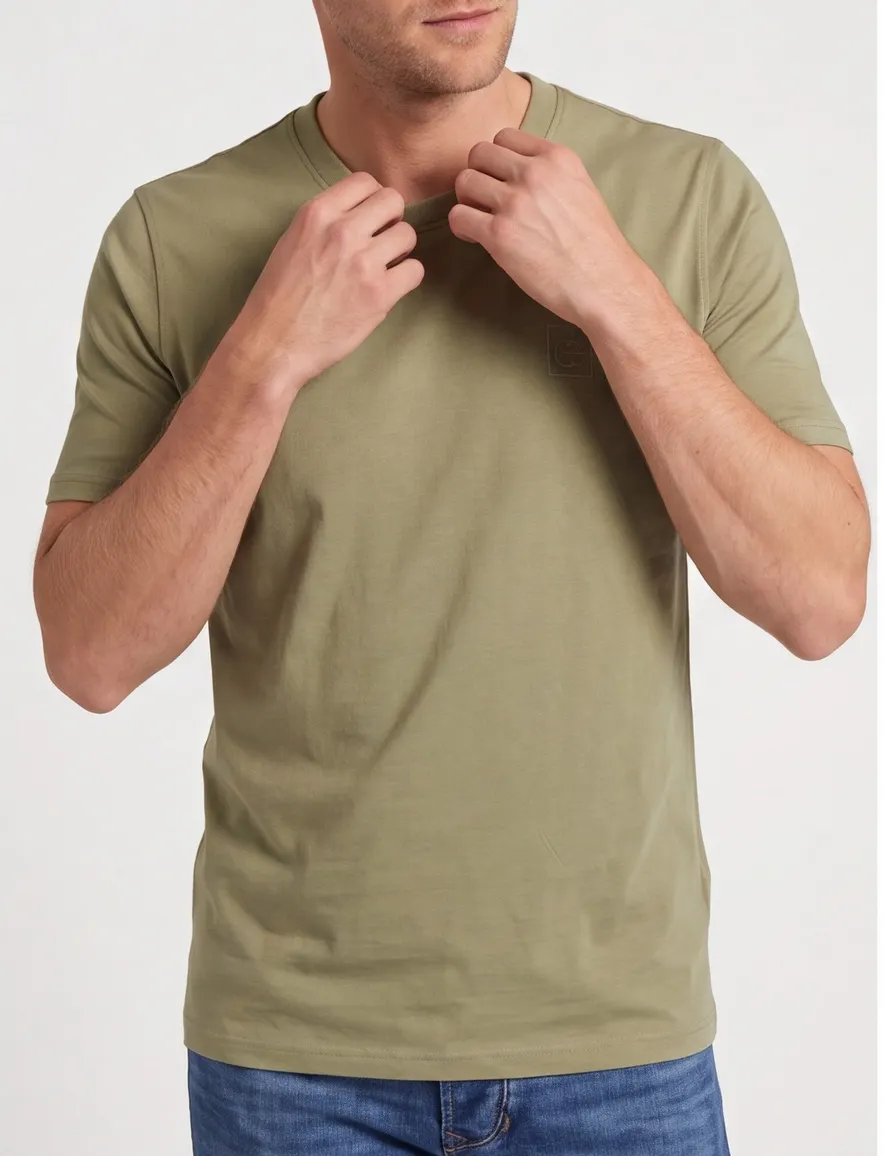T-shirt Casa Moda beige katoen normale fit