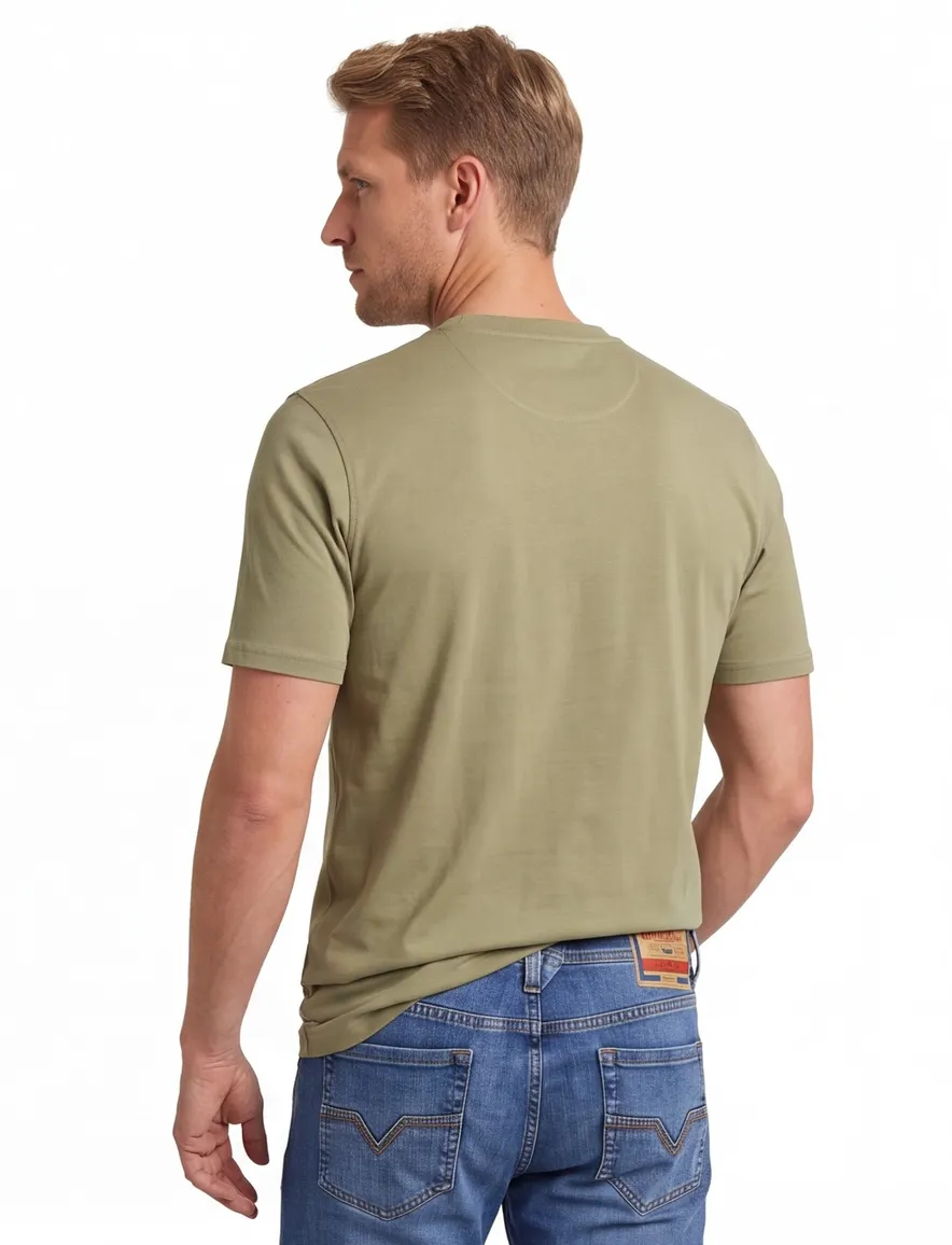 T-shirt Casa Moda beige katoen normale fit