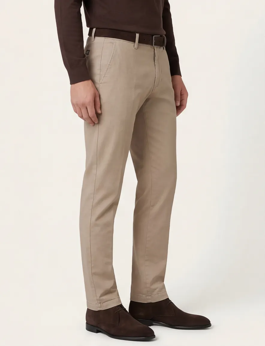 Chino Mason's Torinostyle katoen bruin met omslag