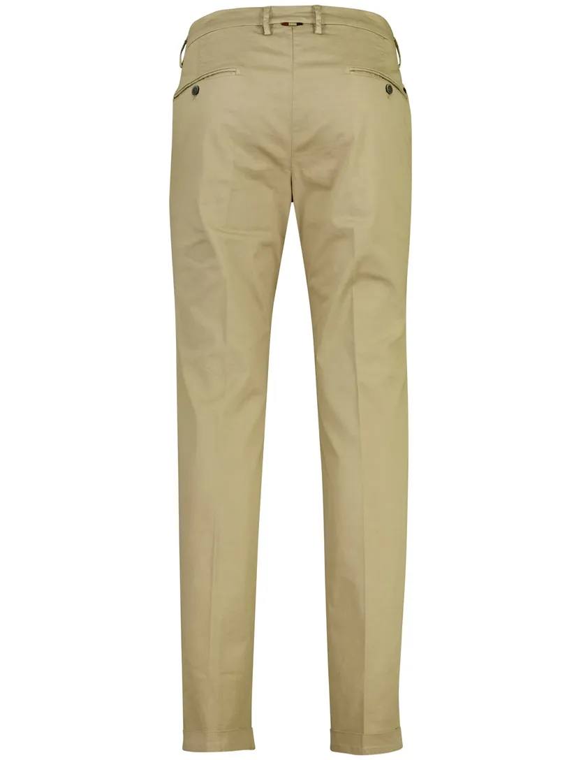 Chino broek Torino beige slim fit met omslag