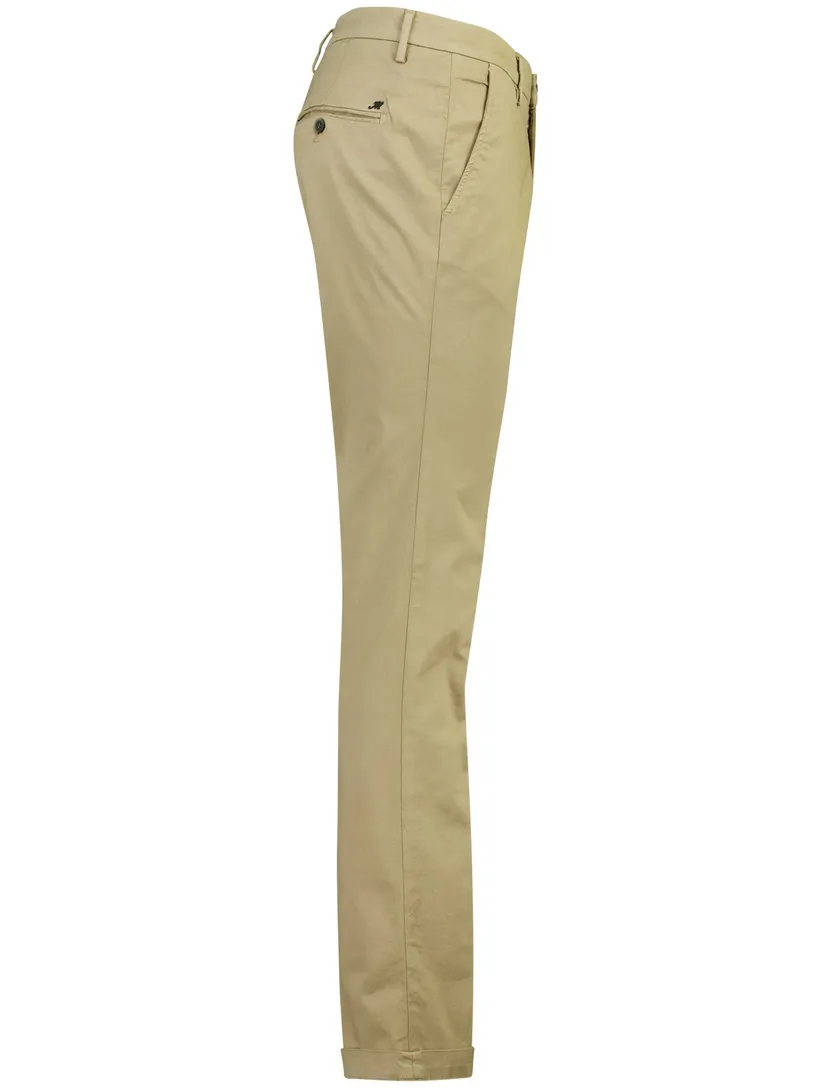 Chino broek Torino beige slim fit met omslag