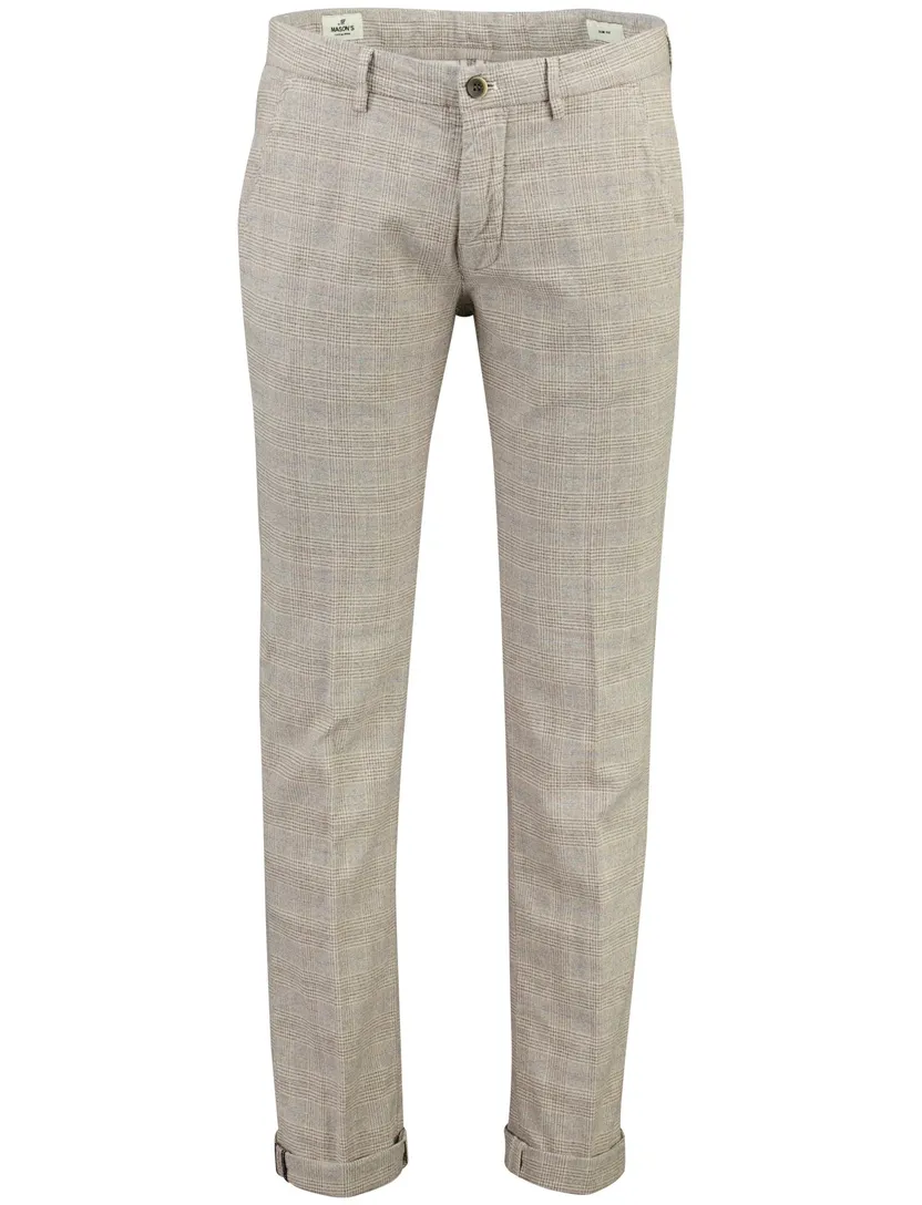 Bruine chino slim fit Mason's Torinostyle katoen met omslag