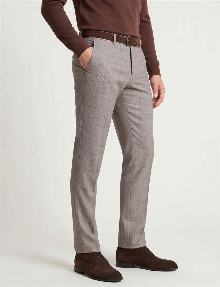 Bruine chino slim fit Mason's Torinostyle katoen met omslag