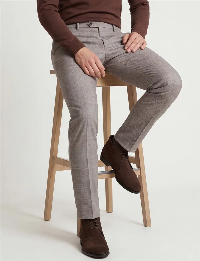 Bruine chino slim fit Mason's Torinostyle katoen met omslag