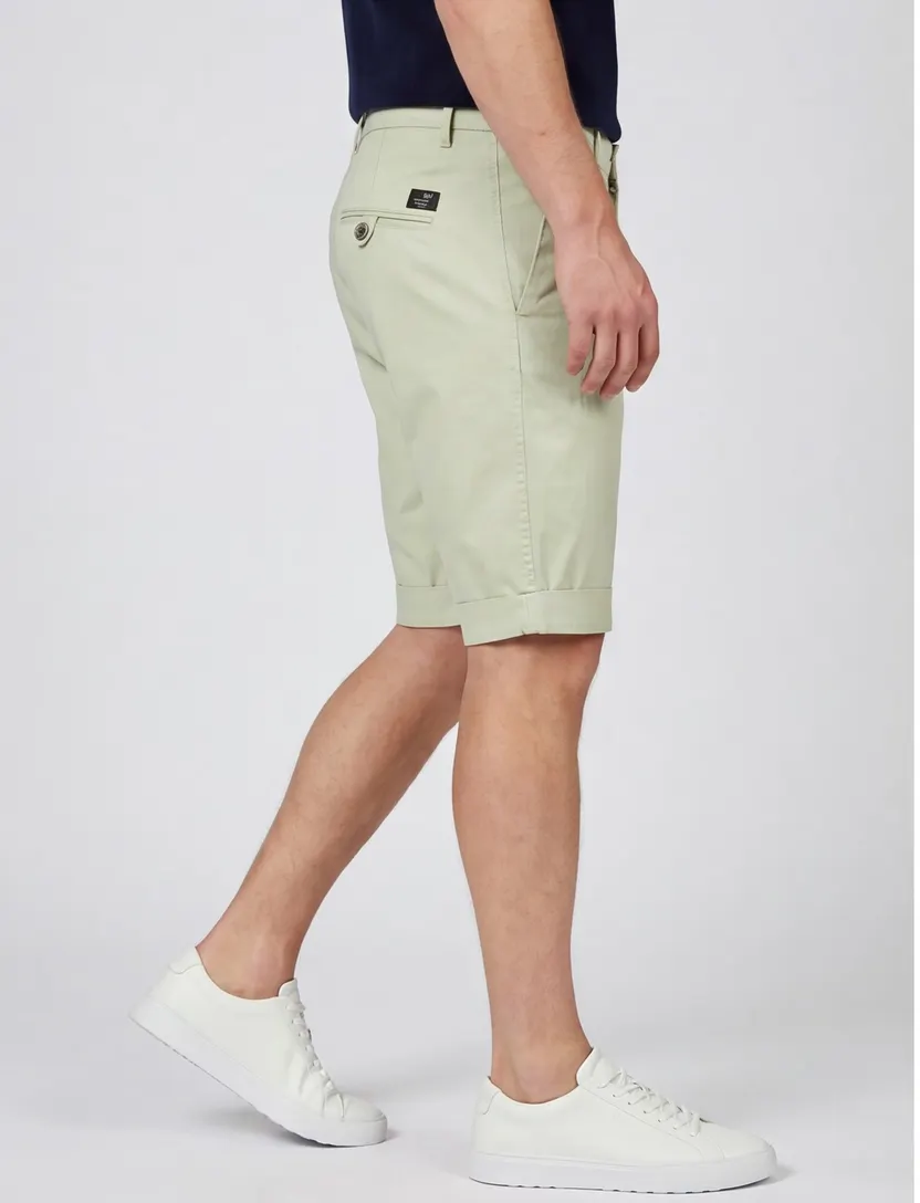 Korte chino broek Mason's lichtgroen effen