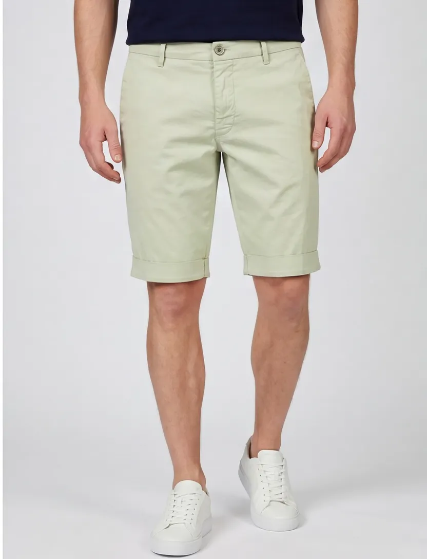 Korte chino broek Mason's lichtgroen effen