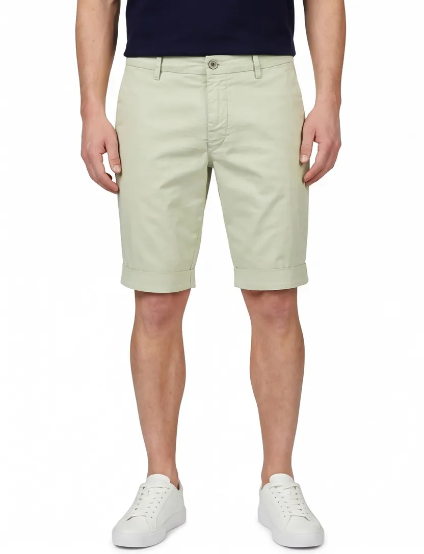 Korte chino broek Mason's lichtgroen effen