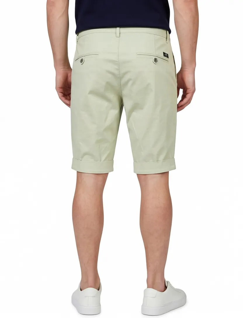 Korte chino broek Mason's lichtgroen effen