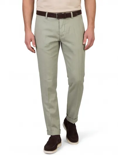 Mason's Groene chino Mason's Torinostyle linnenblend met omslag