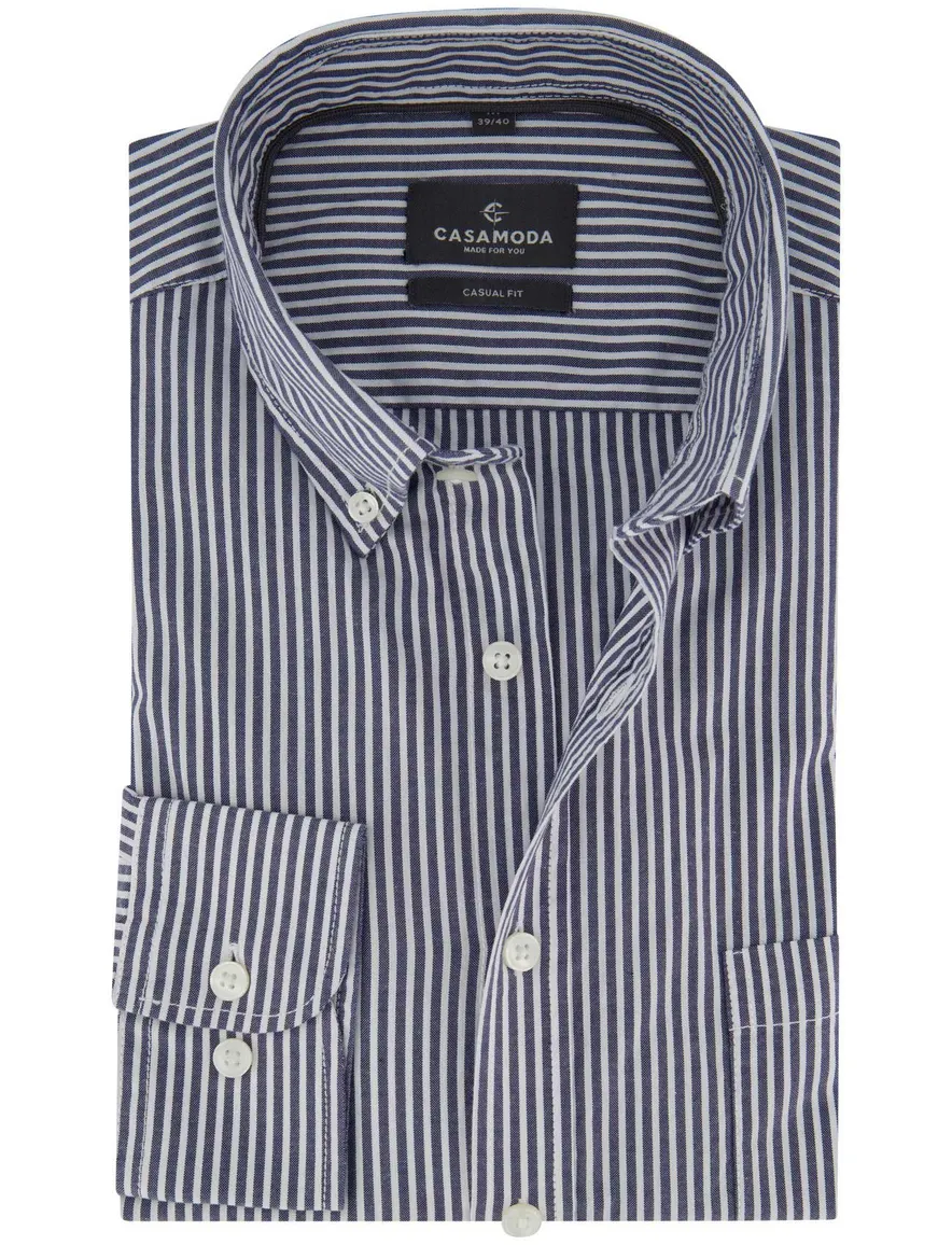 Casa Moda Casual Fit overhemd donkerblauw gestreept