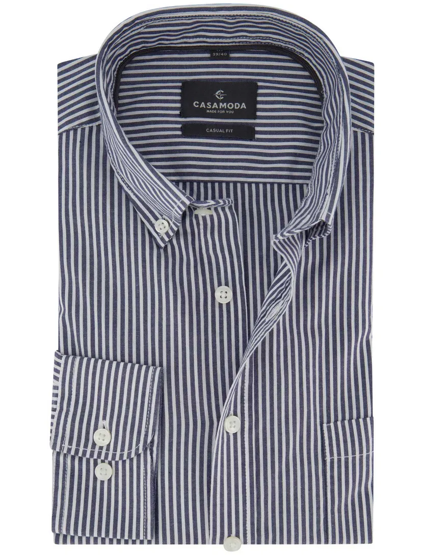 Gestreept overhemd Casa Moda Casual Fit donkerblauw