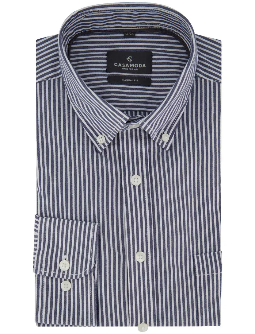 Gestreept overhemd Casa Moda Casual Fit donkerblauw