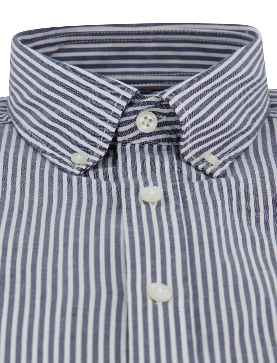 Casa Moda Casual Fit overhemd donkerblauw gestreept