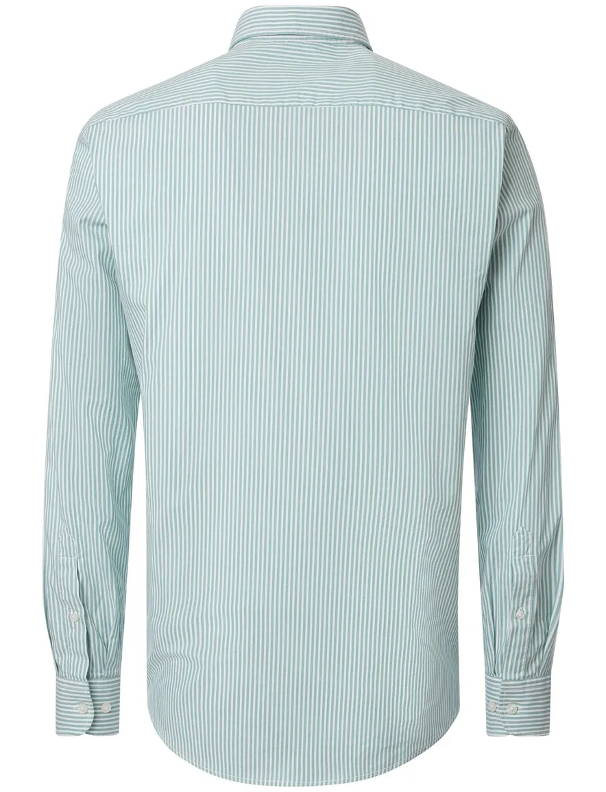 Overhemd casual fit Casa Moda groen lange mouw met strepen button-down collar