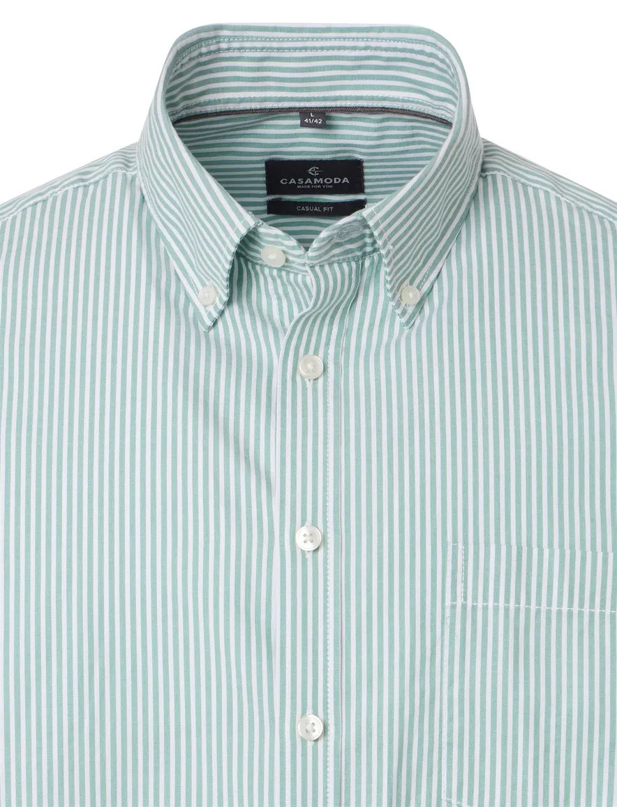 Overhemd casual fit Casa Moda groen lange mouw met strepen button-down collar