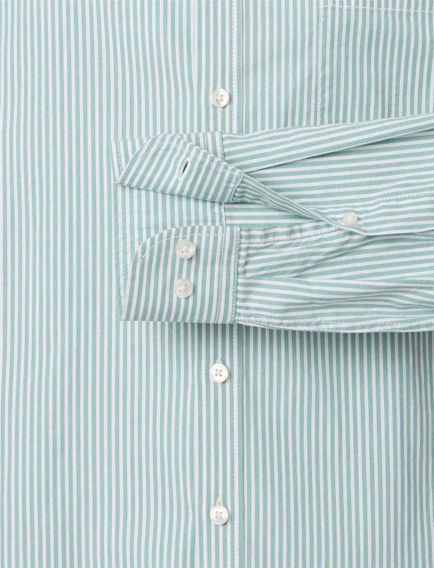 Overhemd casual fit Casa Moda groen lange mouw met strepen button-down collar
