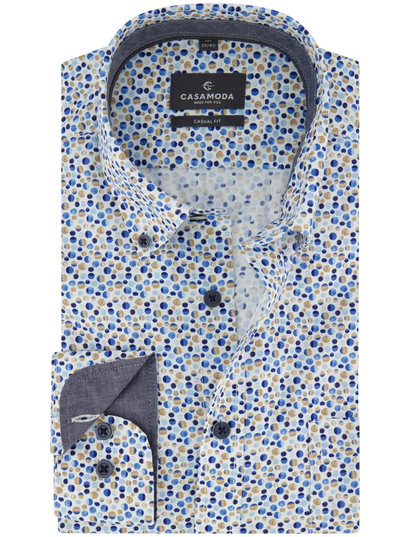 Blauw overhemd Casa Moda Casual Fit met print