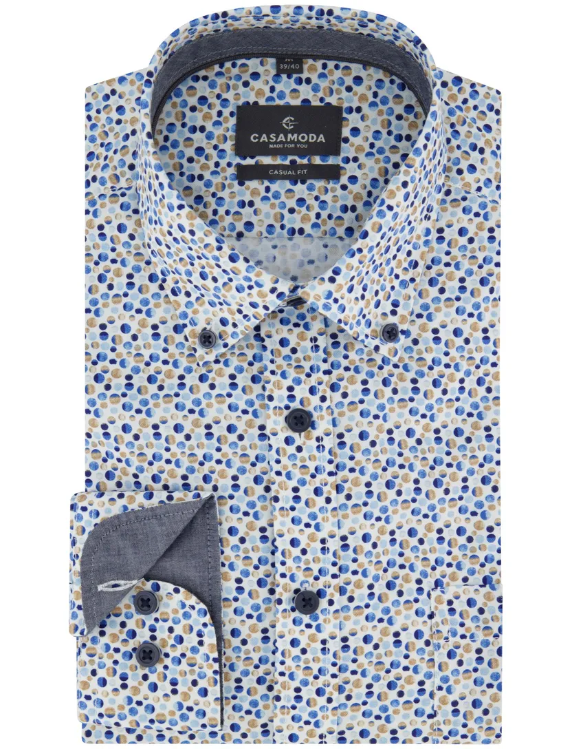 Blauw overhemd Casa Moda Casual Fit met print