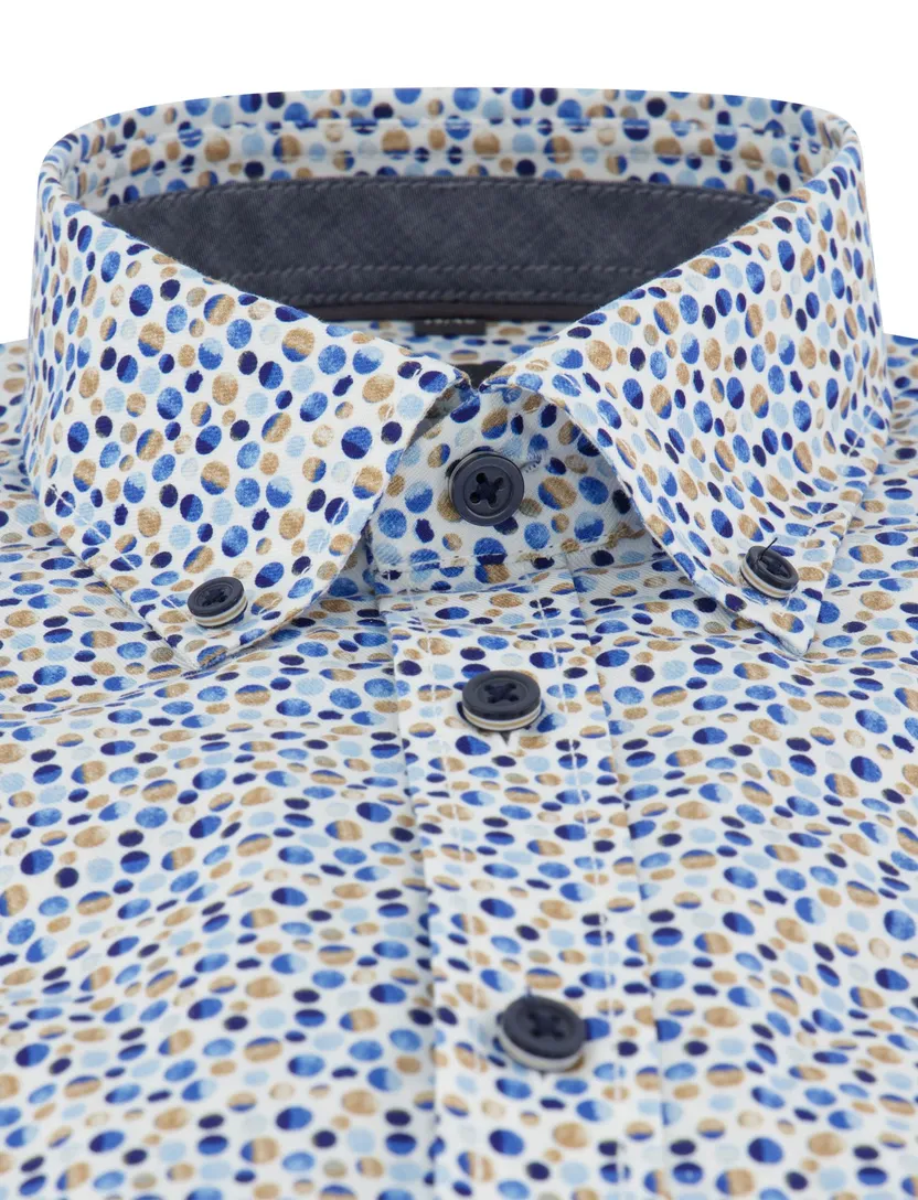 Blauw overhemd Casa Moda Casual Fit met print