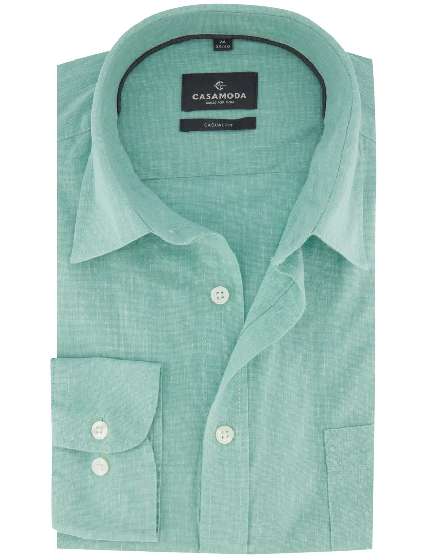 Turquoise overhemd Casa Moda borstzak witte knopen
