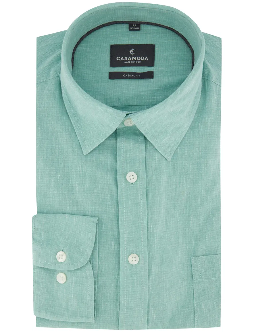 Overhemd casual fit Casa Moda turquoise semi-wide collar