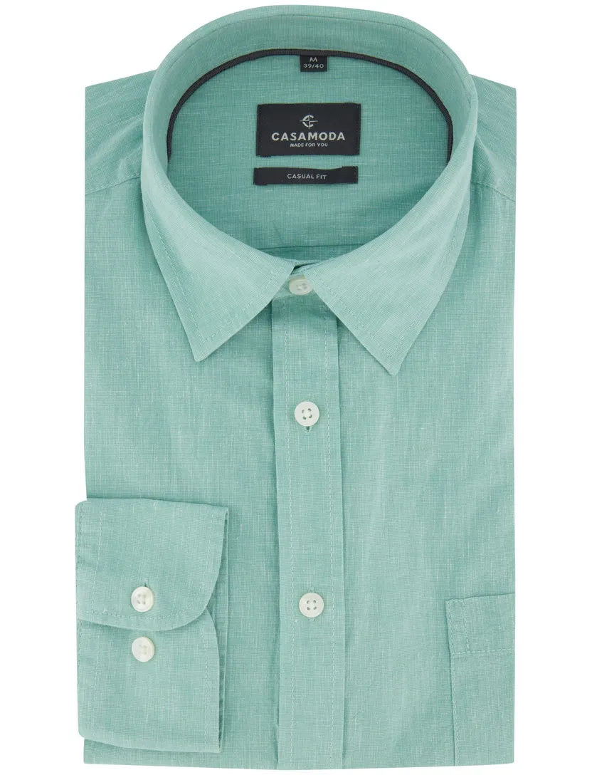 Turquoise overhemd Casa Moda borstzak witte knopen