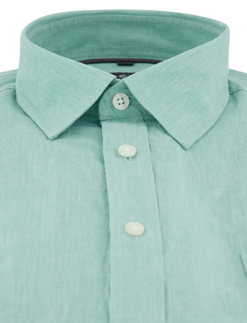 Turquoise overhemd Casa Moda borstzak witte knopen