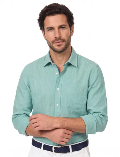 Casa Moda Overhemd casual fit Casa Moda turquoise semi-wide collar