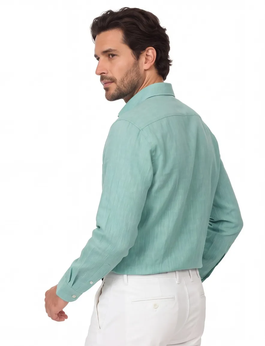 Overhemd casual fit Casa Moda turquoise semi-wide collar