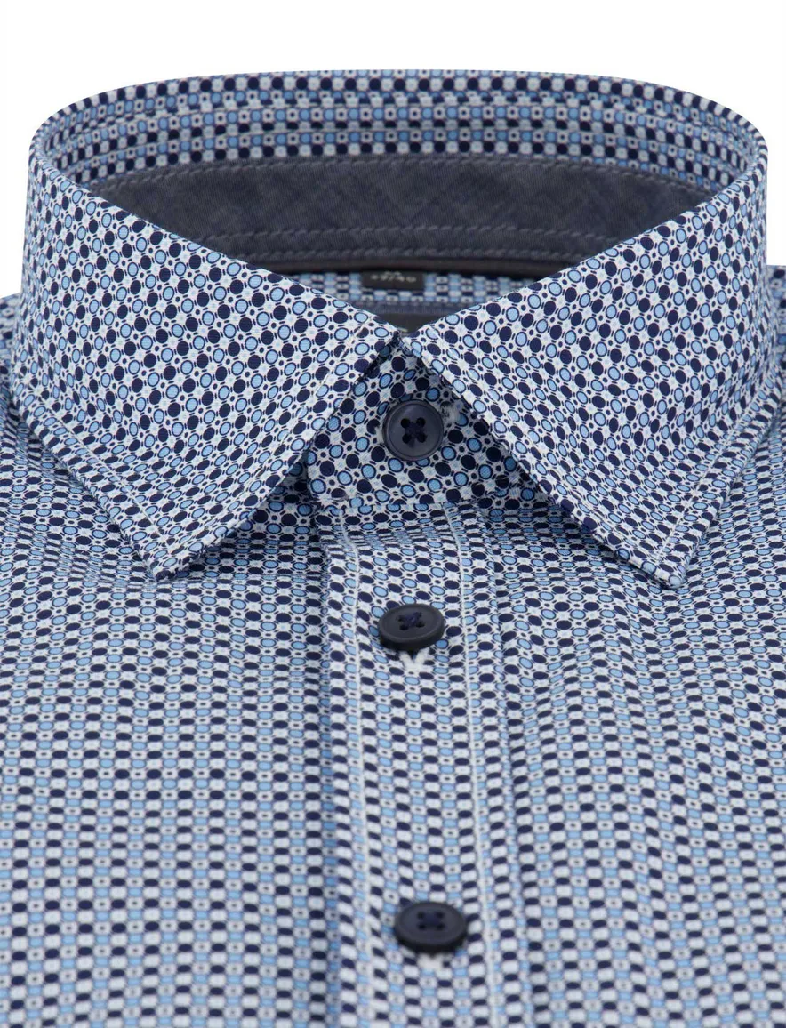 Casa Moda overhemd blauw Casual Fit met print
