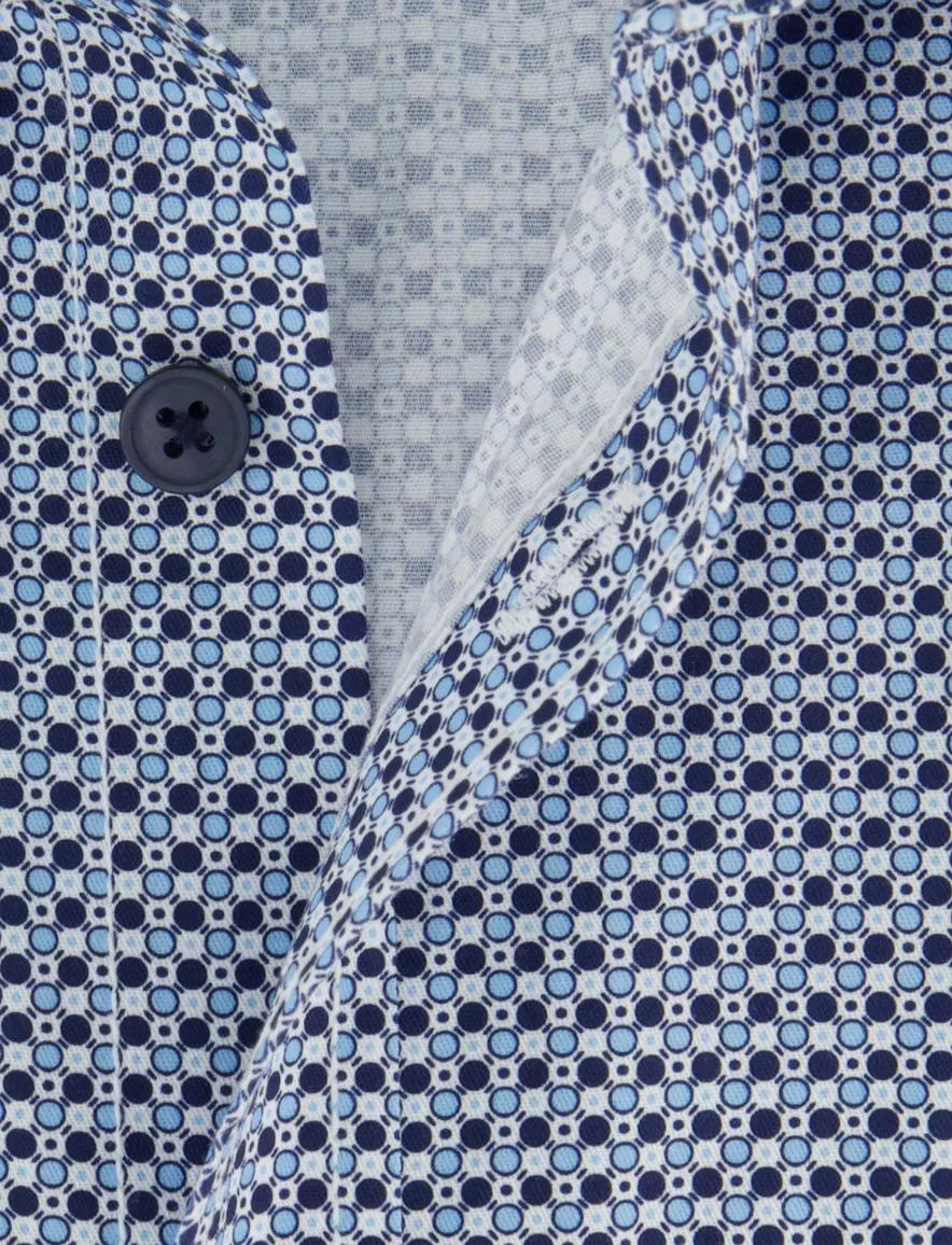 Casa Moda overhemd blauw Casual Fit met print