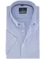 Gestreepte blauw overhemd met borstzak Casa Moda casual fit korte mouw witte knoop