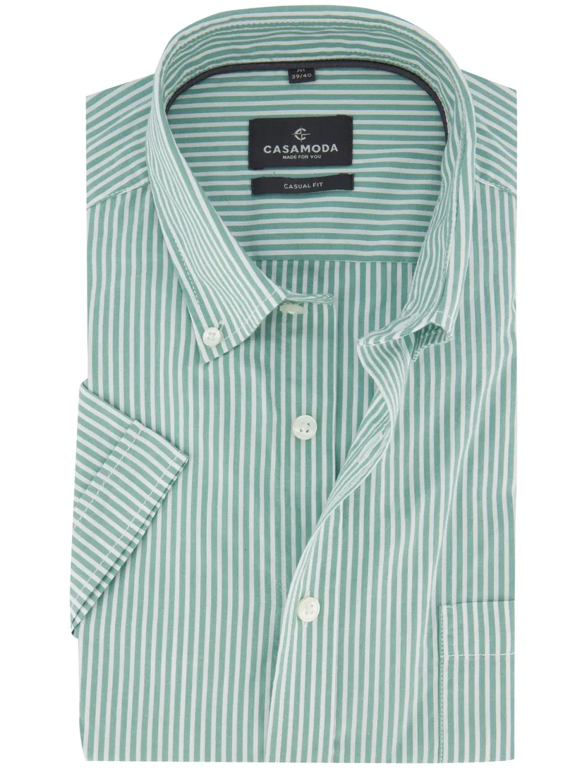 Gestreepte overhemd Casa Moda casual fit turquoise korte mouw
