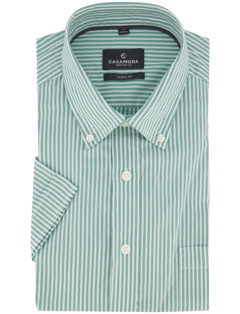 Gestreepte overhemd Casa Moda casual fit turquoise korte mouw