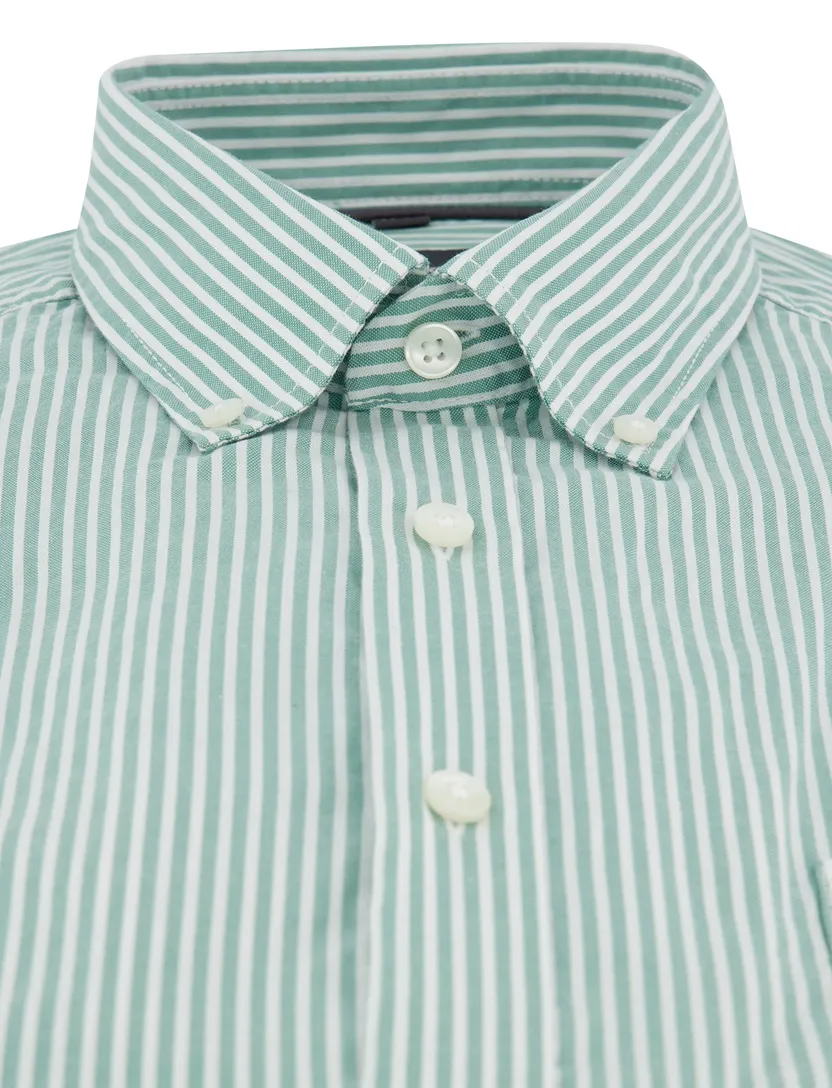 Gestreepte overhemd Casa Moda casual fit turquoise korte mouw