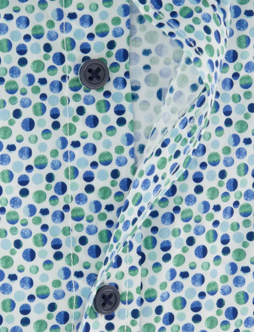 Geprint overhemd met borstzak Casa Moda groen casual fit korte mouw donkere knoop